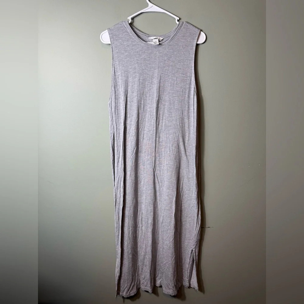 H&M‎ Women’s Sleeveless Jersey Dress Gray Size XL Side Slits at Hem